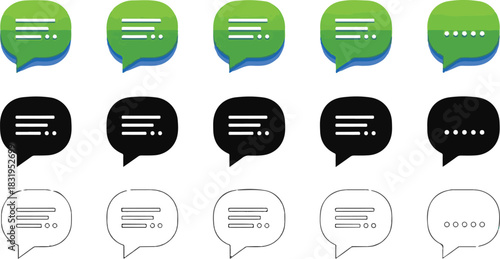 Communication and dialogue speech bubble set with varied colors and styles