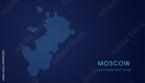 Moscow city dotted digital map for data visualization design