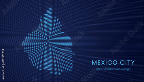Mexico city dotted digital map for data visualization design