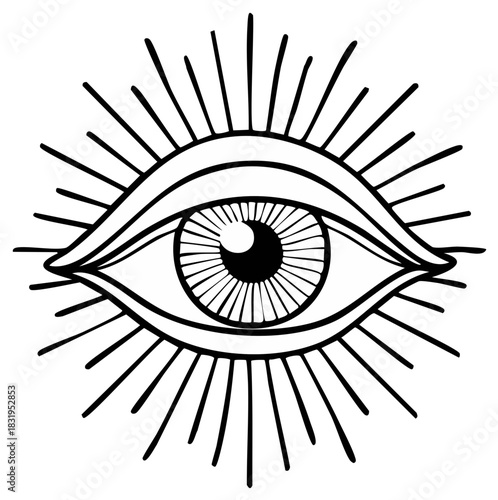 Stylized Eye Symbol with Rays Illustration