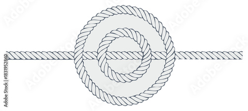 Illustration of a sailor's knot tied in thick twisted rope on a plain background