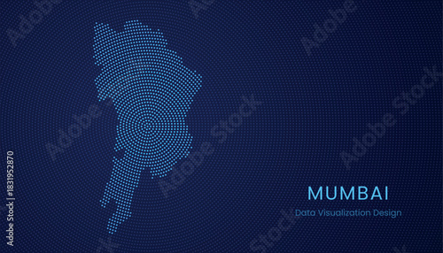 Mumbai city dotted digital map for data visualization design