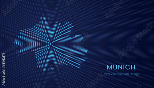 Munich city dotted digital map for data visualization design