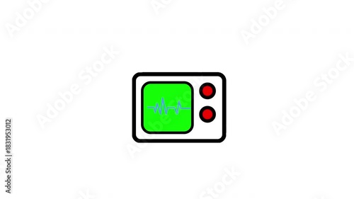 Green box with red buttons and a white background. The box is labeled with the word 