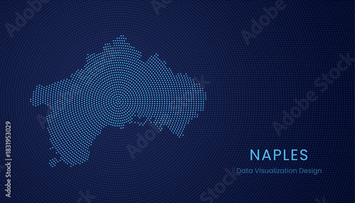 Naples city dotted digital map for data visualization design