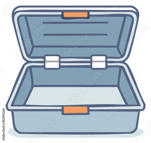 Open Rectangular Storage Container Illustration Empty and Ready to Organize Items