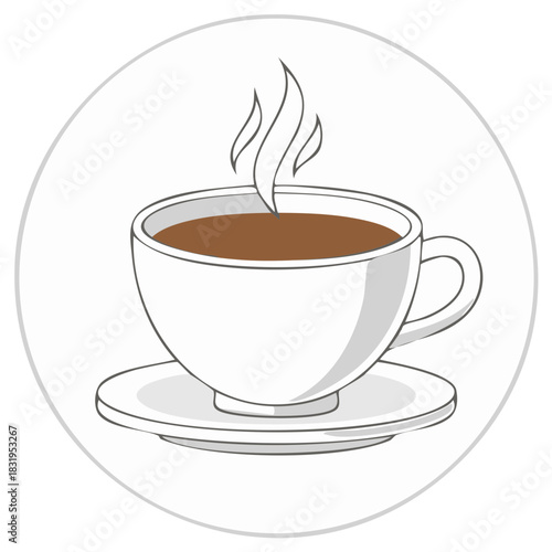 Steaming cup of hot coffee or tea vector illustration icon