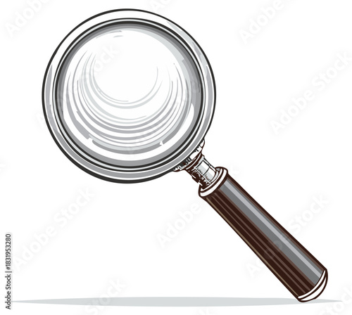 Magnifying Glass Illustration Sleuthing Tool Investigation Close Up Lens
