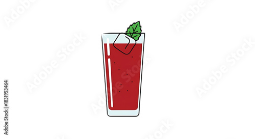 Refreshing red beverage with ice and mint garnish in a tall glass, perfect for a summer day.
