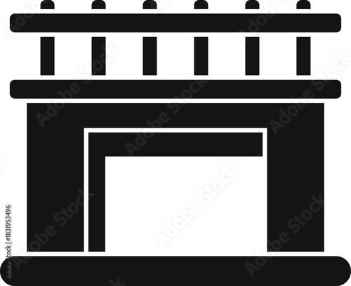 Black silhouette of a fireplace with a fence, providing warmth and comfort to a cozy home