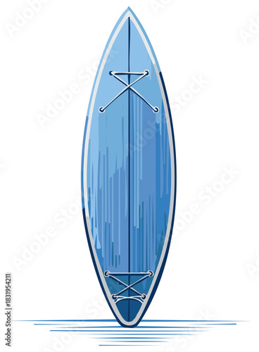 Blue Stand Up Paddleboard with Textured Water Illustration for Aquatic Recreation