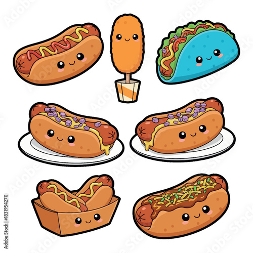 Hot Dog Vector Illustration with Bun and Mustard Topping Classic Hot Dog Graphic Design for Menu and Fast Food Branding 