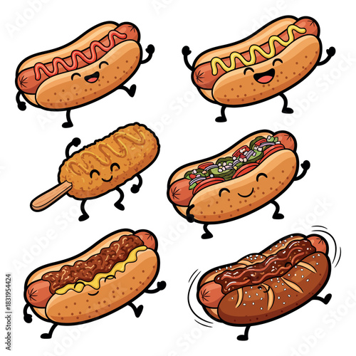 Hot Dog Vector Illustration with Bun and Mustard Topping Classic Hot Dog Graphic Design for Menu and Fast Food Branding 