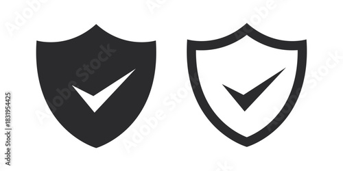 Shield check mark icon logo design.