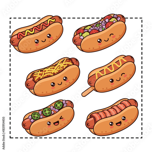 Hot Dog Vector Illustration with Bun and Mustard Topping Classic Hot Dog Graphic Design for Menu and Fast Food Branding 