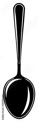Elegant Black and White Spoon Still Life Simple Kitchen Utensil Design
