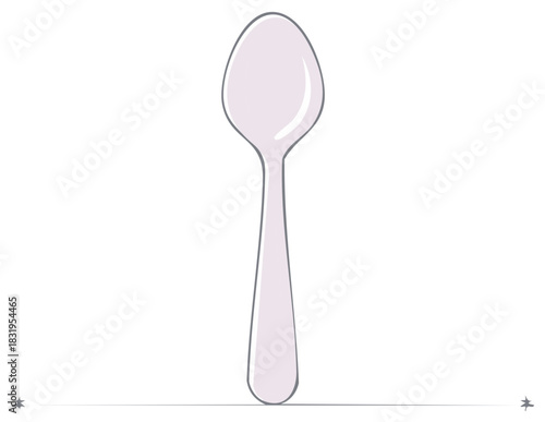 Simple illustration of a light pink spoon with a gray outline on a white background