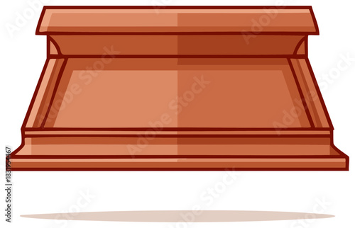 Stylized terracotta urn pedestal with multiple tiers and a shadow