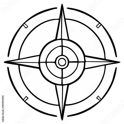 Stylized compass rose symbol with clean lines and circular design for navigation and direction
