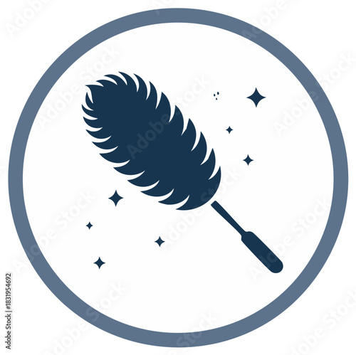 Simple feather duster icon with sparkles representing cleaning and housekeeping service