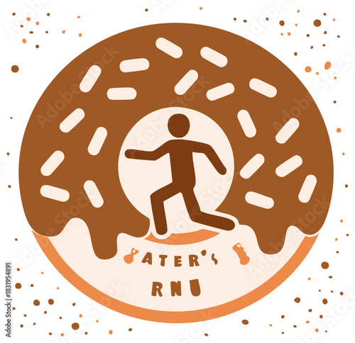 Stylized Runner Figure Running Through Chocolate Doughnut Hole
