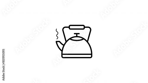 The kettle is sitting on a white background. c, with the focus on the kettle itself. animation icon video