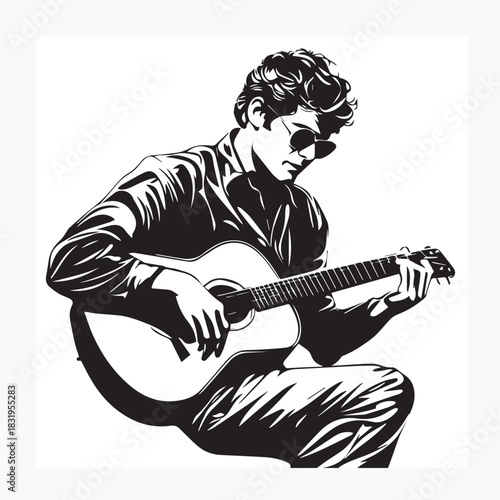 man playing acoustic guitar