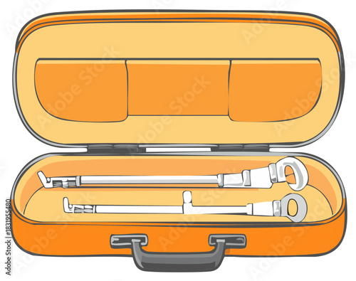Orange Carrying Case Illustrating Medical Surgical Instruments for Laparoscopic Surgery