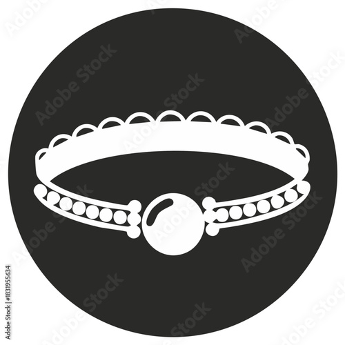 Stylish white pearl and bead decorative jewelry bracelet or choker silhouette icon