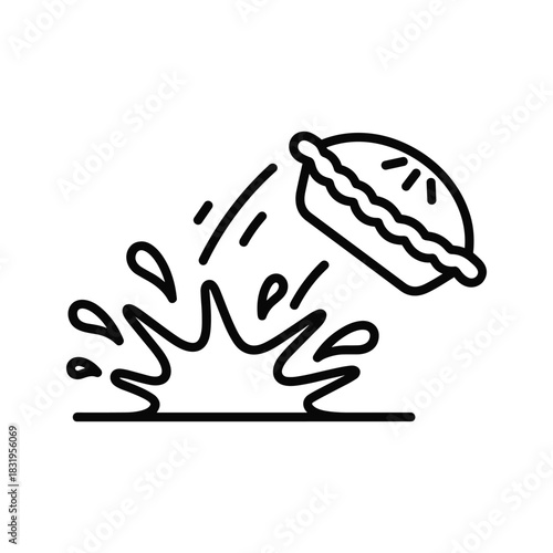 Sweet dessert pie falling into a liquid splash, dynamic food
