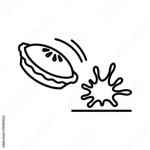 Pie falling and splattering, a messy dessert accident illustration