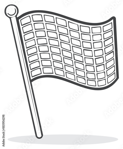 Waving checkered flag symbol for racing or competition success and winning