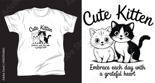 Cat graphic vector T shirt design print.