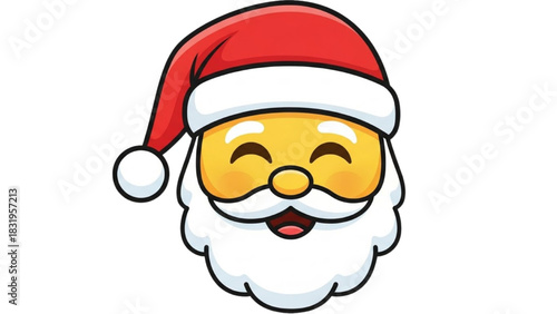 Joyful Santa Claus Face Emoji Illustration - Christmas Character