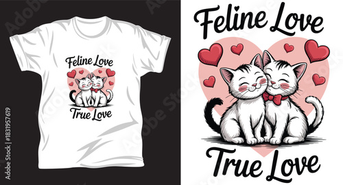 Cat graphic vector T shirt design print.