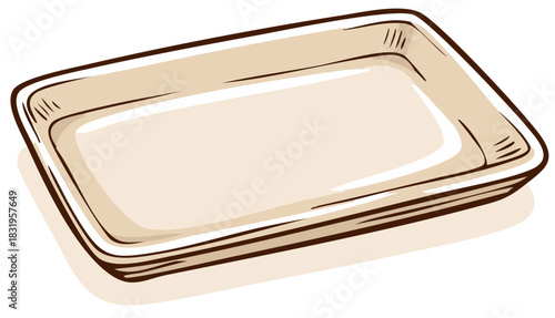 Hand drawn sketch of a disposable takeaway container or serving platter