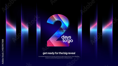 Two Days to Go - Neon Gradient Countdown Background for Event Promo and Announcements