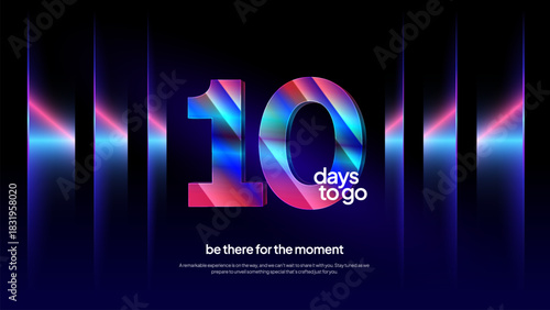 Ten Days to Go - Neon Gradient Futuristic Countdown Background for Events and Promos