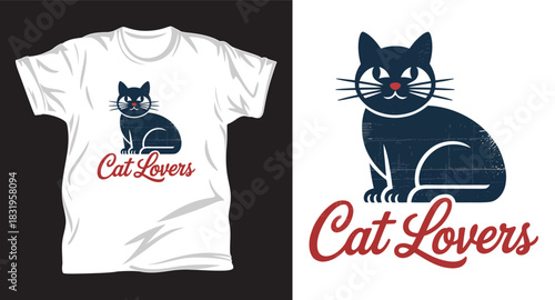 Cat graphic vector T shirt design print.