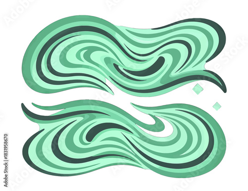 Abstract swirling green shapes with fluid design