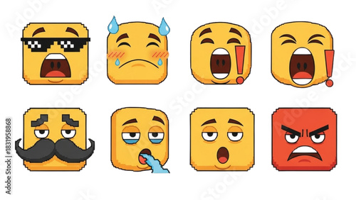 Variety of expressive emoji faces depicting different emotions and reactions