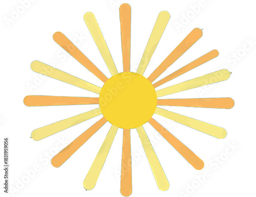 Bright Yellow Sunburst with Radiating Orange and Yellow Beams