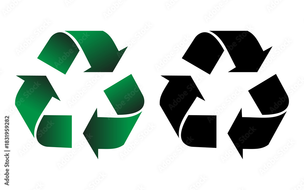 Obraz premium Recycle symbol green and black icon design