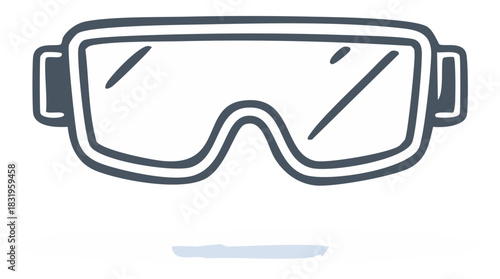 Illustration of safety glasses or goggles for sport or work protection accessory equipment