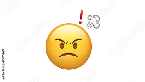 A furious yellow cartoon face icon showing extreme anger, frustration, and rage on a white background