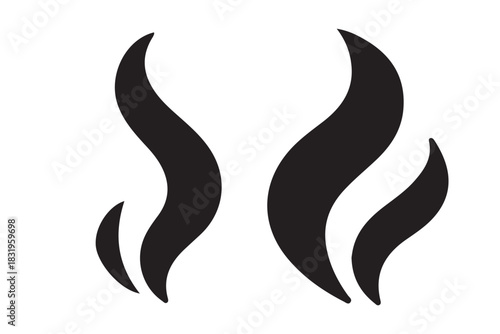 Smoke steam icon vector logo set. Smoke smell, steam aroma heat icon illustration. Hot vapor fire doodle line logo. Hit stink, coffee, fragrance flame elements. Vector illustration.