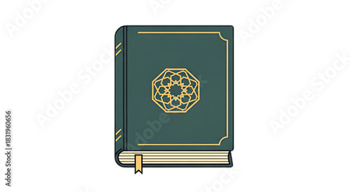 Elegant Islamic book with geometric pattern and bookmark