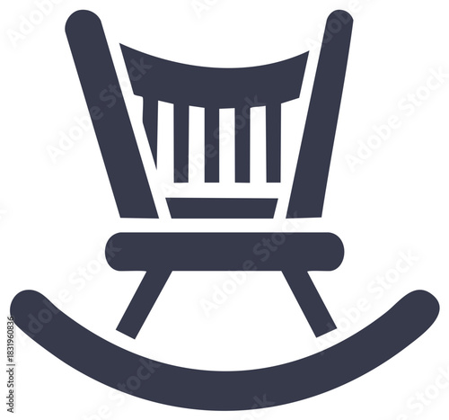 Elegant rocking chair icon, minimalist design, comfort and rest visualization in simple shapes, perfect for relaxation related themes