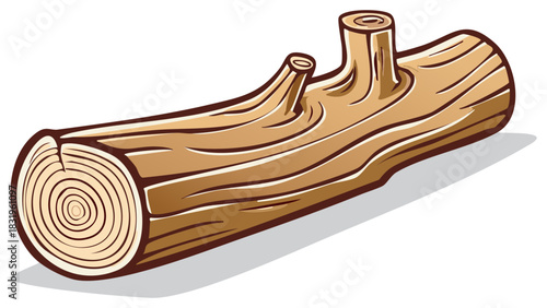 Cartoon Log Illustration Wood with Knots and Rings for Outdoor Adventure Imagery