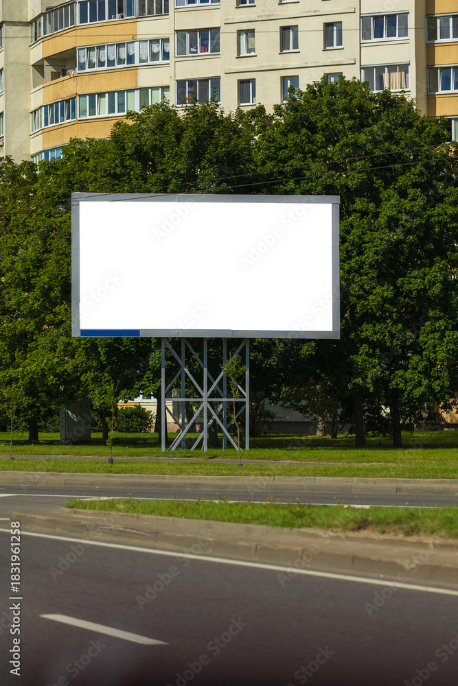 Fototapeta premium Background for design, white billboards on city streets and along roads